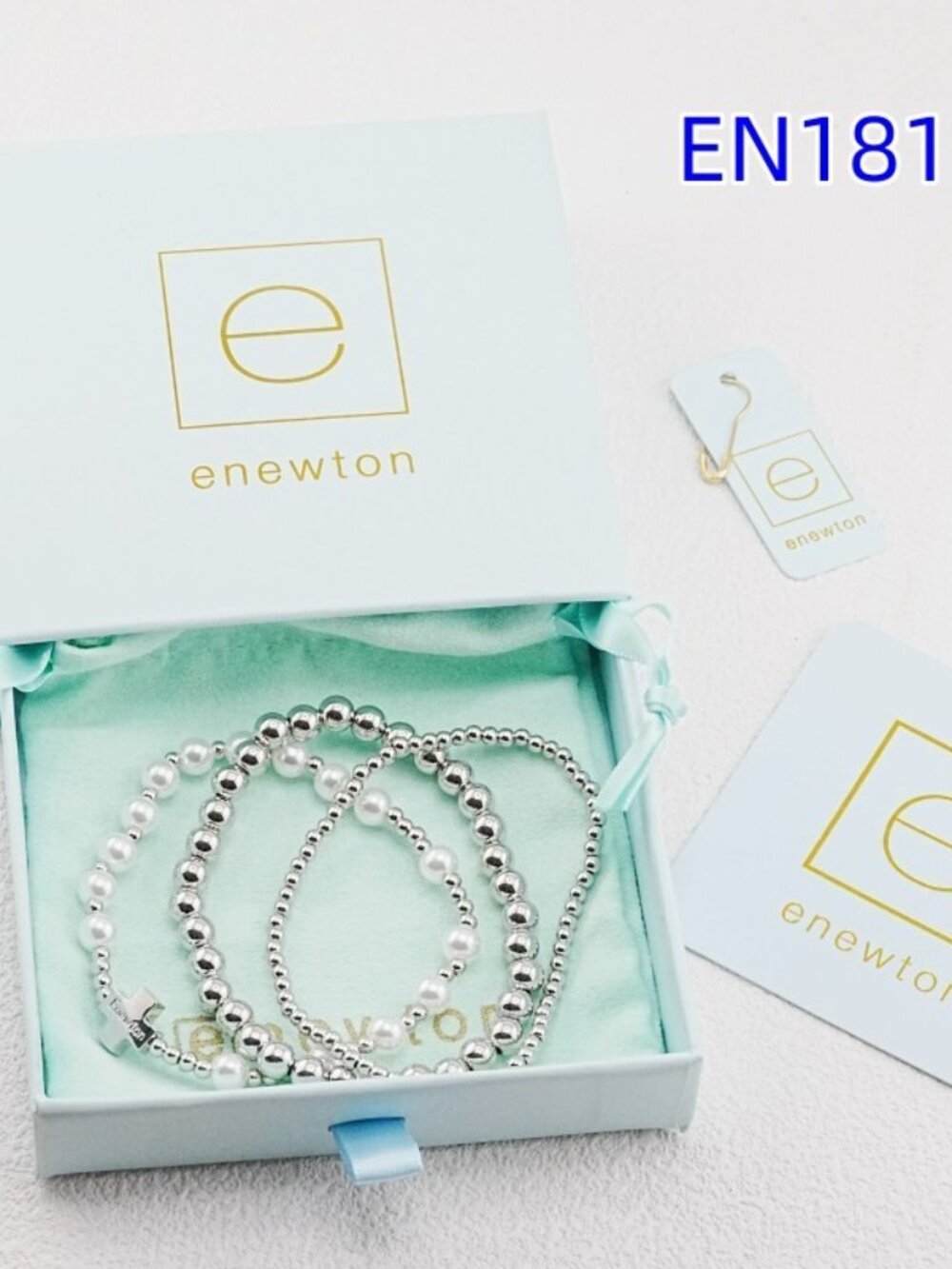 White Gold Beaded Bracelet Set